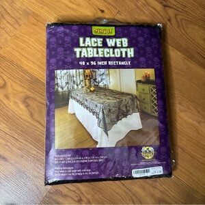 Spirit Halloween Lace Web Tablecloth Rectangle Black Spiderweb Spider 48 x 96